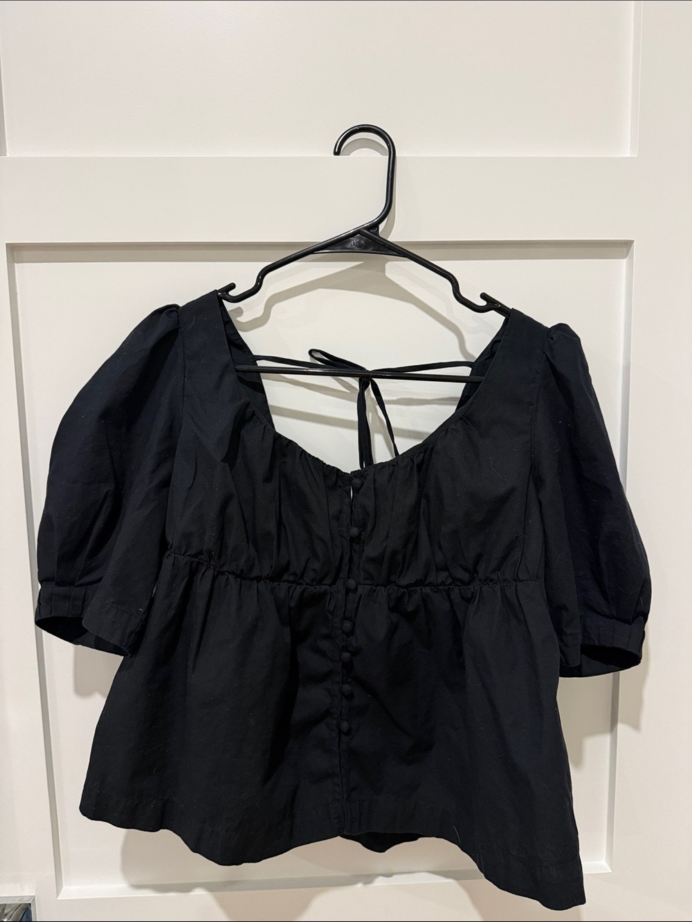 Anthropologie puffy sleeve cotton peplum top